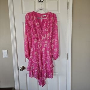 Japna Fuchsia Floral Long Sleeve Dress
